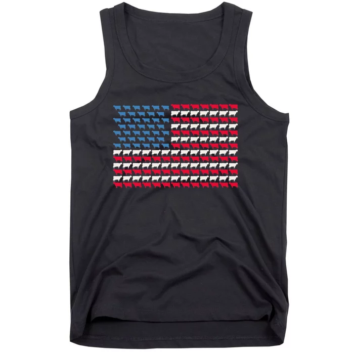 Cow US American Flag Heifer 4th Of July Farm Tank Top