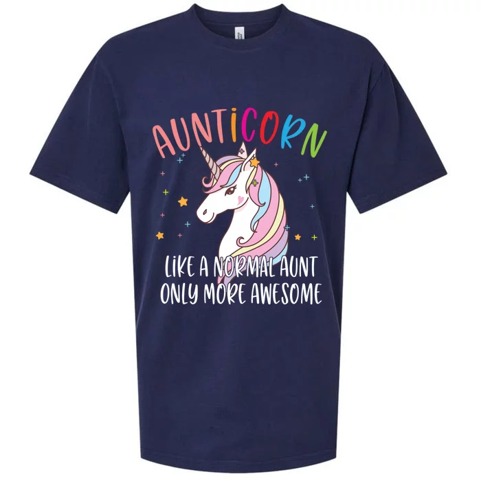 Cute Unicorn Aunticorn Like A Normal Aunt Only More Awesome Meaningful Gift Sueded Cloud Jersey T-Shirt