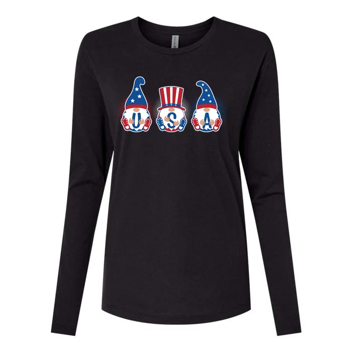 Cute USA American Gnomes Womens Cotton Relaxed Long Sleeve T-Shirt