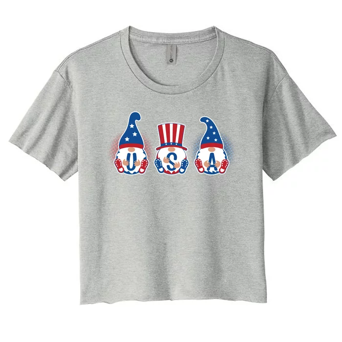 Cute USA American Gnomes Women's Crop Top Tee