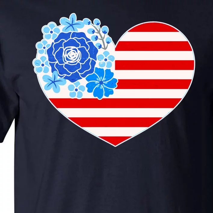 Cute USA American Flag Flower Heart Tall T-Shirt