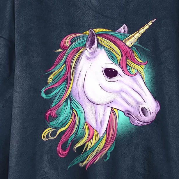 Colorful Unicorn Art Drawing Hooded Wearable Blanket