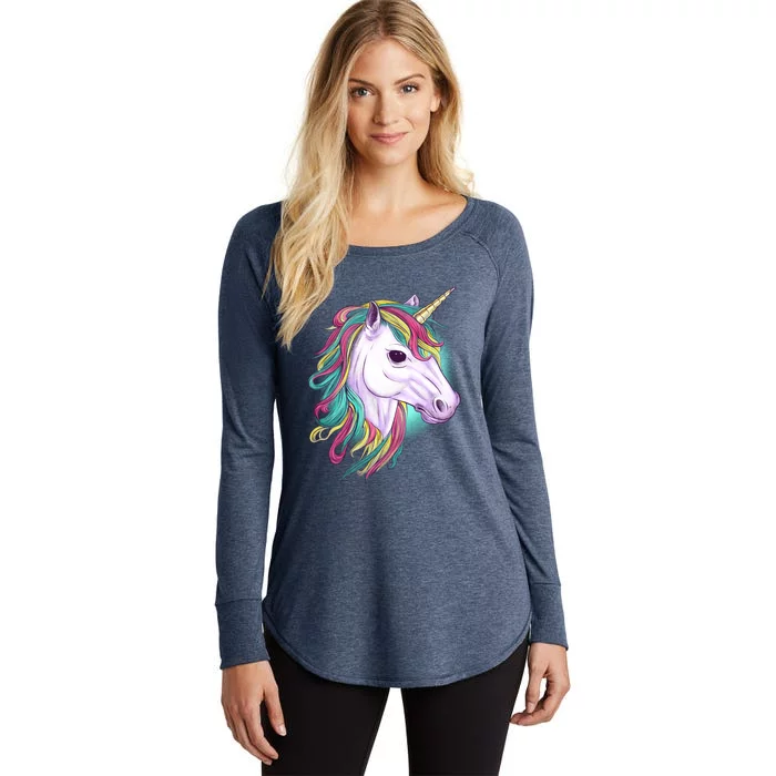 Colorful Unicorn Art Drawing Women's Perfect Tri Tunic Long Sleeve Shirt