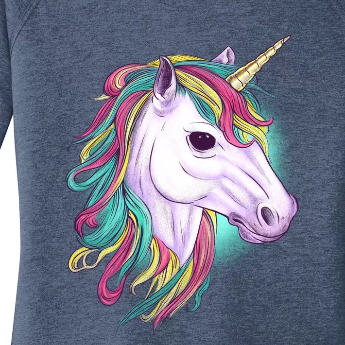 Colorful Unicorn Art Drawing Women's Perfect Tri Tunic Long Sleeve Shirt