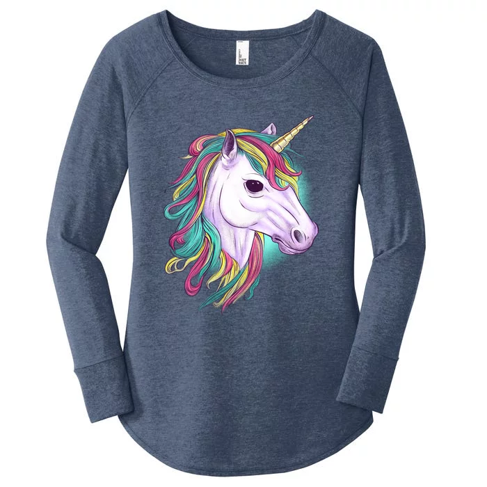 Colorful Unicorn Art Drawing Women's Perfect Tri Tunic Long Sleeve Shirt