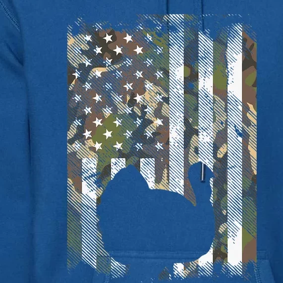 Camo US America Flag Turkey Day Hunting Thanksgiving Gift Premium Hoodie