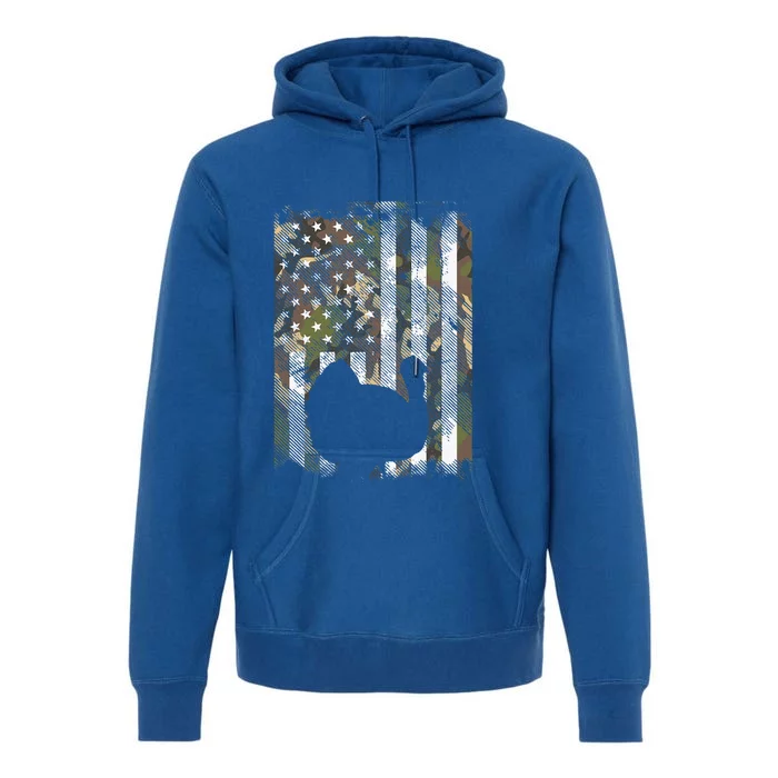 Camo US America Flag Turkey Day Hunting Thanksgiving Gift Premium Hoodie