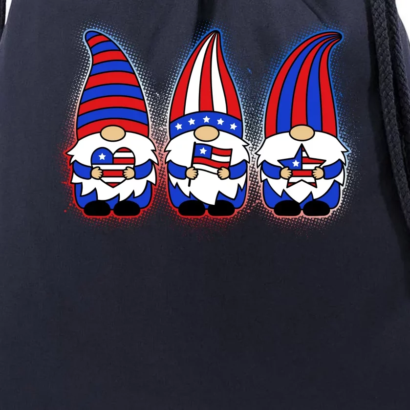 Cute USA American Flag Gnomes Drawstring Bag