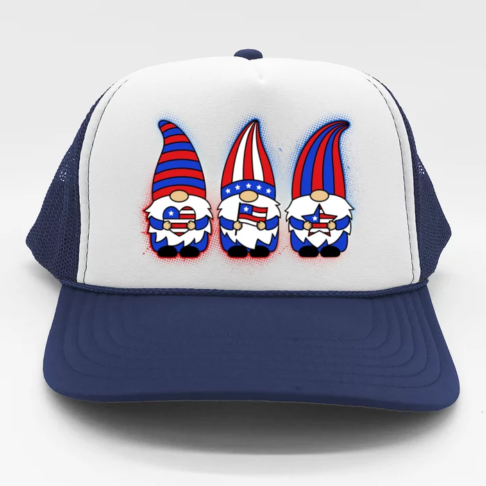 Cute USA American Flag Gnomes Trucker Hat