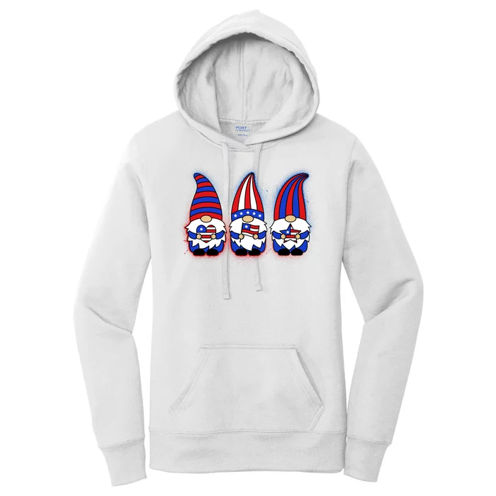 Cute USA American Flag Gnomes Women's Pullover Hoodie