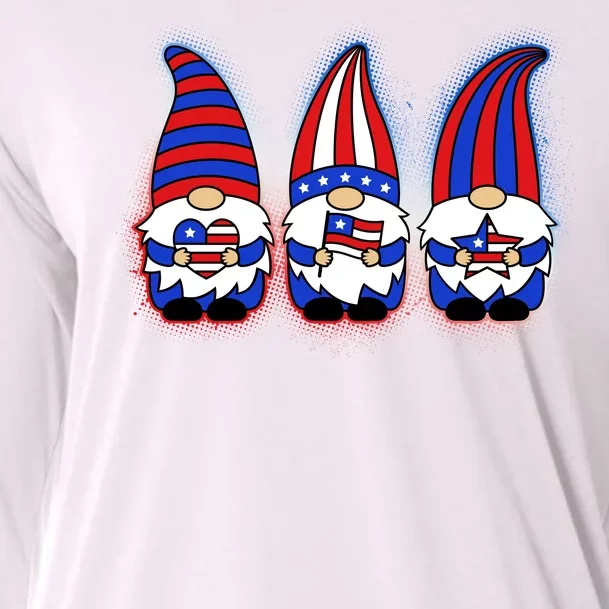 Cute USA American Flag Gnomes Cooling Performance Long Sleeve Crew