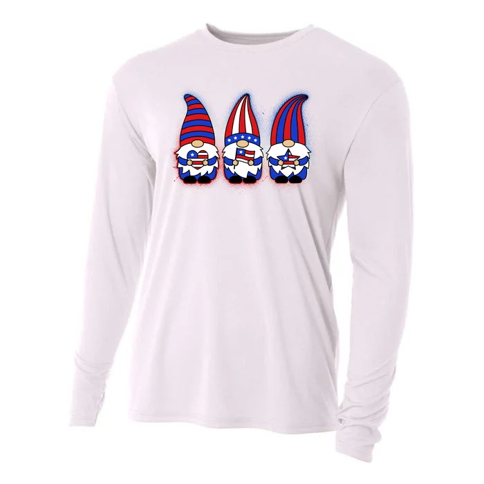 Cute USA American Flag Gnomes Cooling Performance Long Sleeve Crew