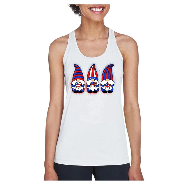 Cute USA American Flag Gnomes Women's Racerback Tank