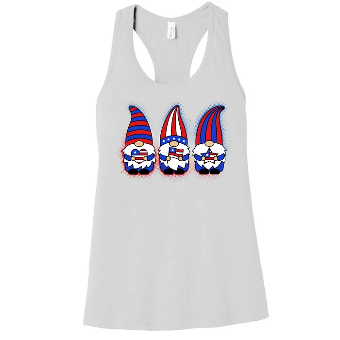 Cute USA American Flag Gnomes Women's Racerback Tank