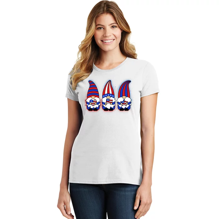 Cute USA American Flag Gnomes Women's T-Shirt