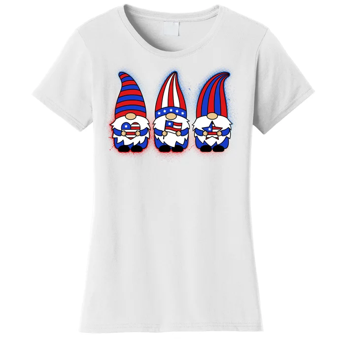 Cute USA American Flag Gnomes Women's T-Shirt