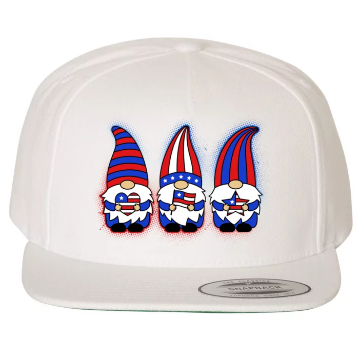 Cute USA American Flag Gnomes Wool Snapback Cap