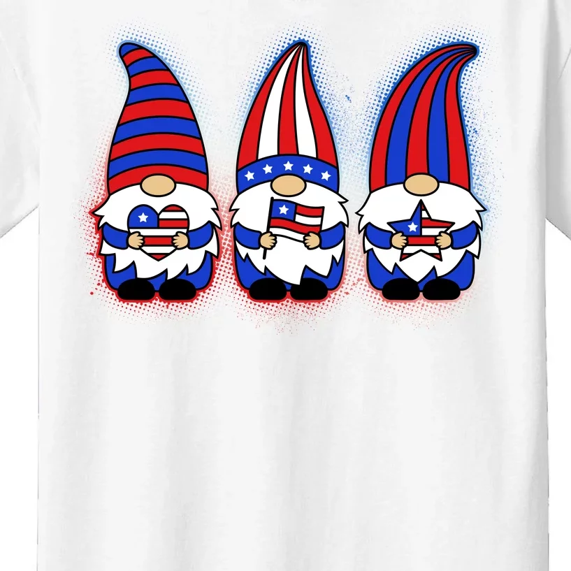 Cute USA American Flag Gnomes Kids T-Shirt