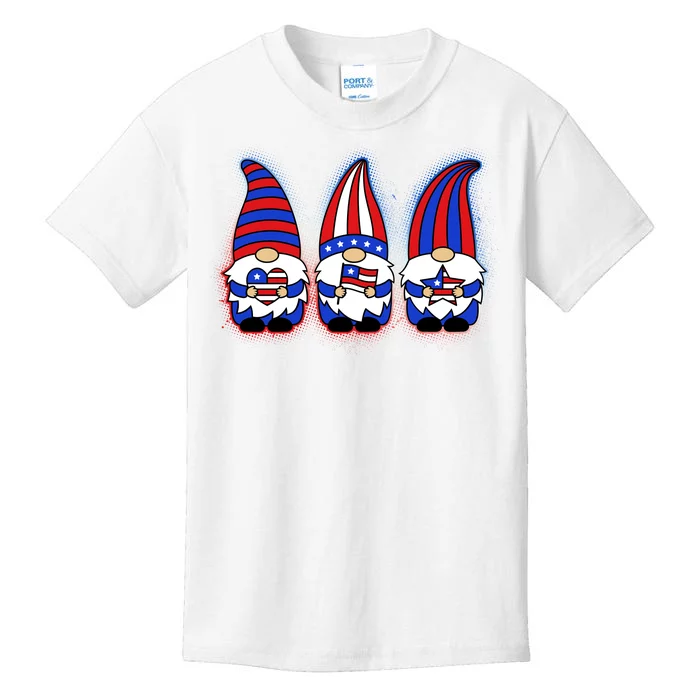 Cute USA American Flag Gnomes Kids T-Shirt