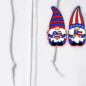 Cute USA American Flag Gnomes Full Zip Hoodie