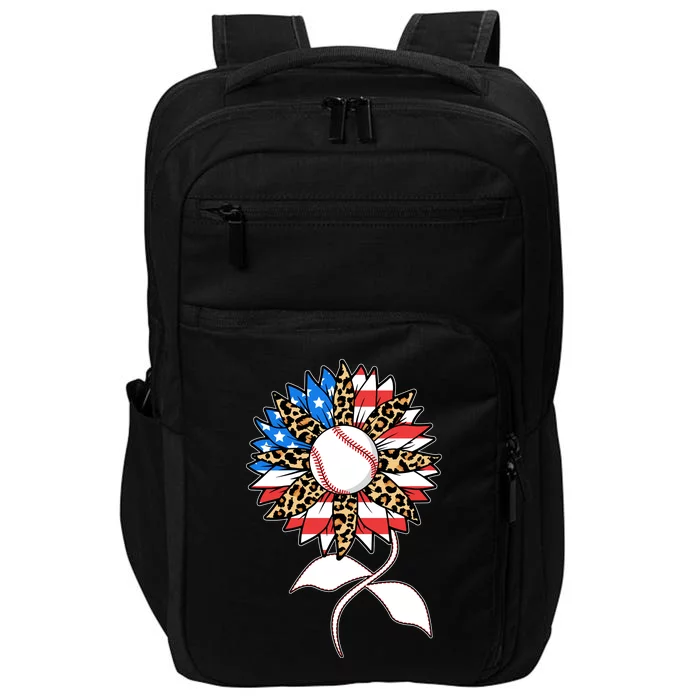 Cute USA American Flag Baseball Sunflower Impact Tech Backpack