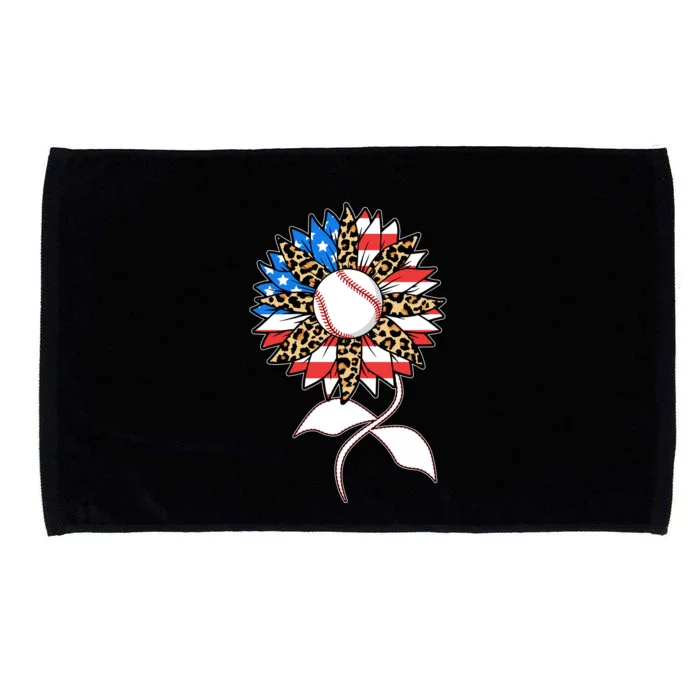 Cute USA American Flag Baseball Sunflower Microfiber Hand Towel