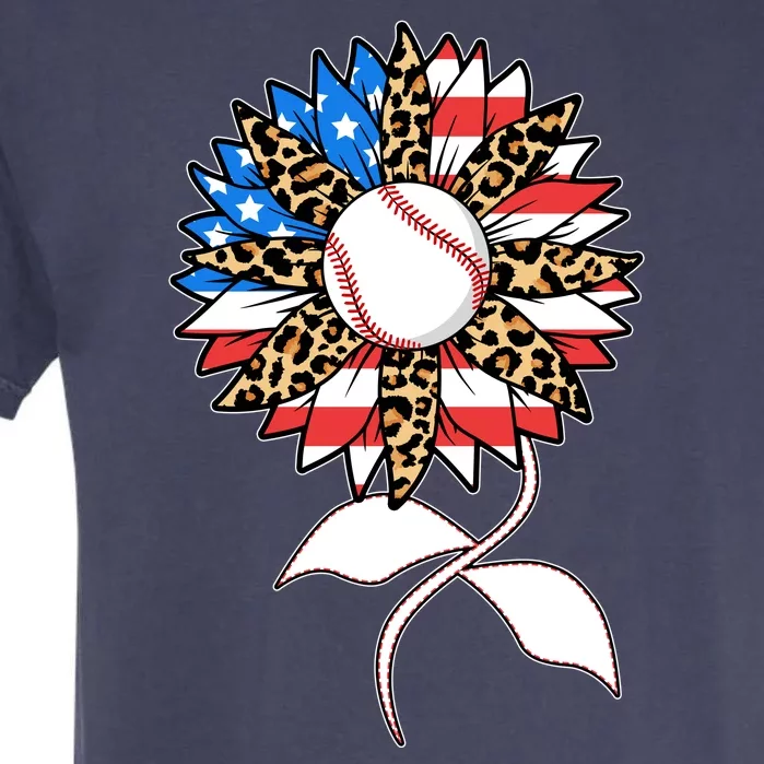 Cute USA American Flag Baseball Sunflower Garment-Dyed Heavyweight T-Shirt