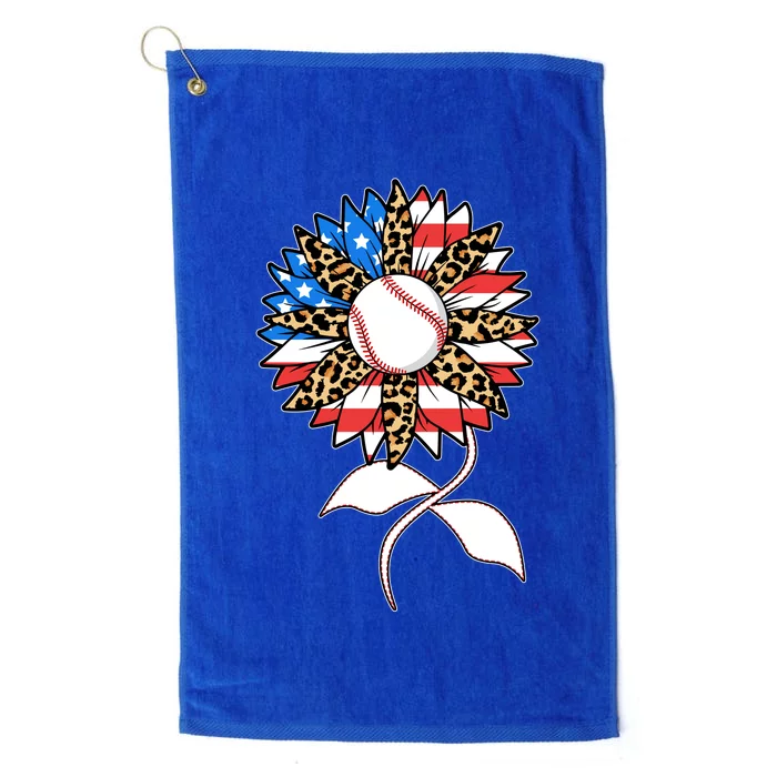 Cute USA American Flag Baseball Sunflower Platinum Collection Golf Towel