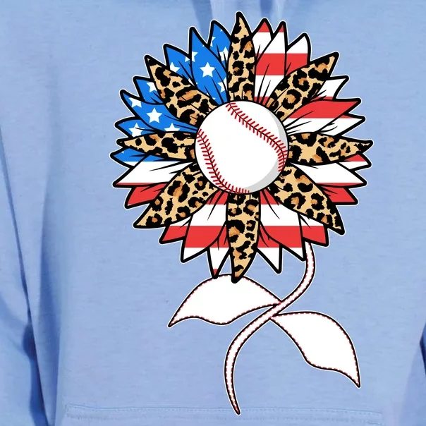 Cute USA American Flag Baseball Sunflower Unisex Surf Hoodie