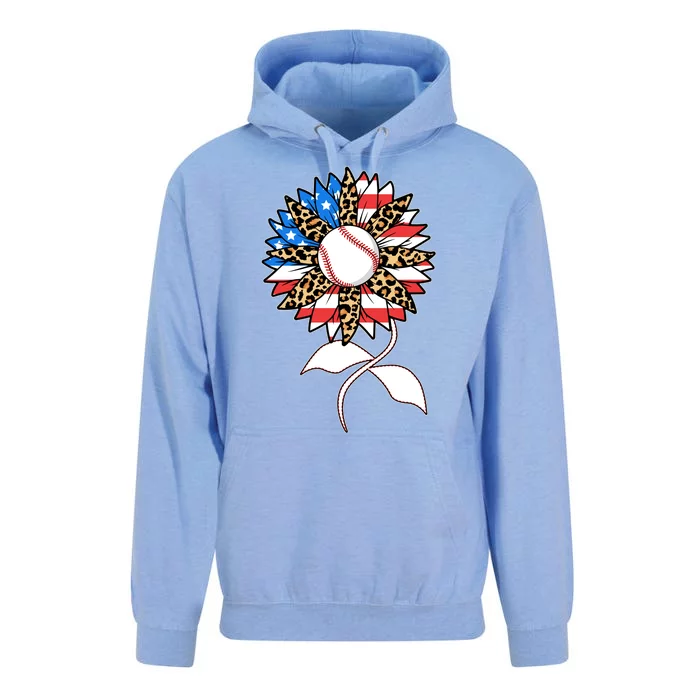 Cute USA American Flag Baseball Sunflower Unisex Surf Hoodie