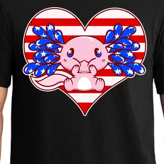 Cute USA American Flag Axolotl Pajama Set