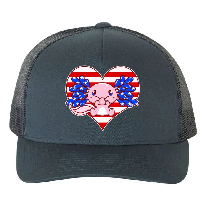 Cute USA American Flag Axolotl Yupoong Adult 5-Panel Trucker Hat