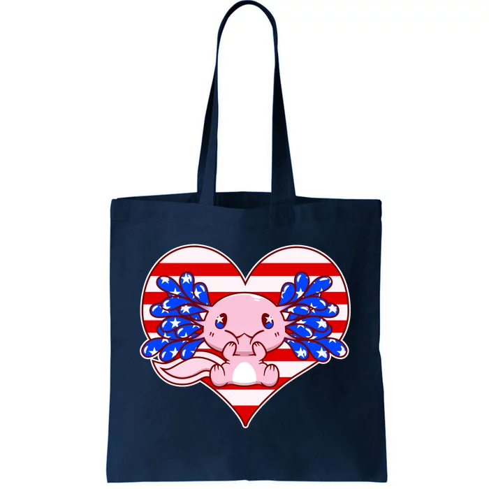 Cute USA American Flag Axolotl Tote Bag