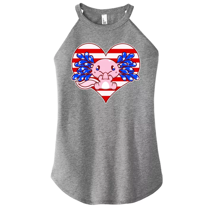 Cute USA American Flag Axolotl Women’s Perfect Tri Rocker Tank