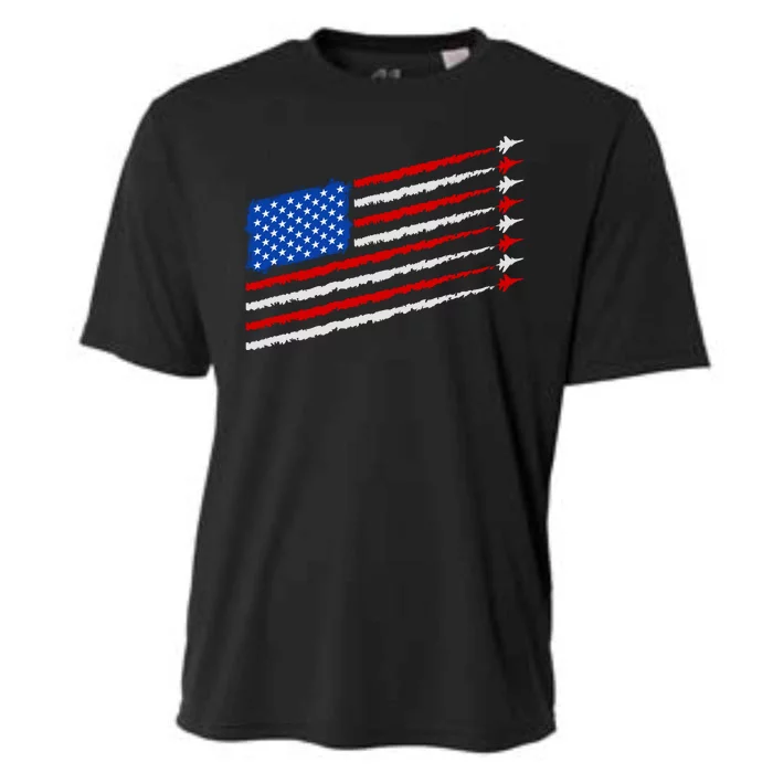 Cool USA American Flag Air Show Jet Planes Cooling Performance Crew T-Shirt