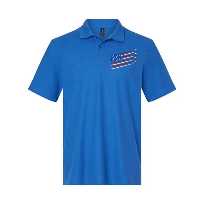 Cool USA American Flag Air Show Jet Planes Softstyle Adult Sport Polo