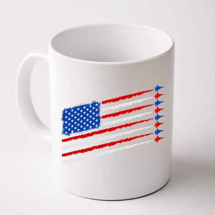 Cool USA American Flag Air Show Jet Planes Front & Back Coffee Mug