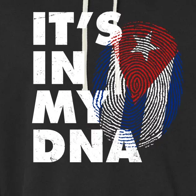 Cuba It's In My DNA Cuban Flag Fingerprint Garment-Dyed Fleece Hoodie