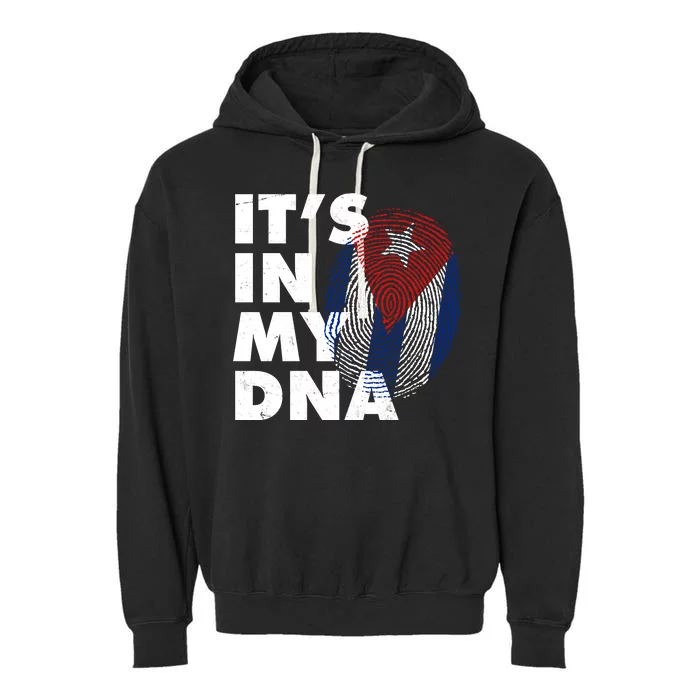 Cuba It's In My DNA Cuban Flag Fingerprint Garment-Dyed Fleece Hoodie