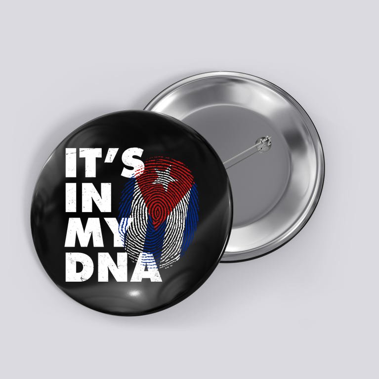 Cuba It's In My DNA Cuban Flag Fingerprint Button