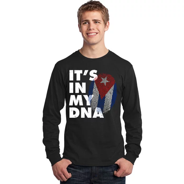 Cuba It's In My DNA Cuban Flag Fingerprint Tall Long Sleeve T-Shirt