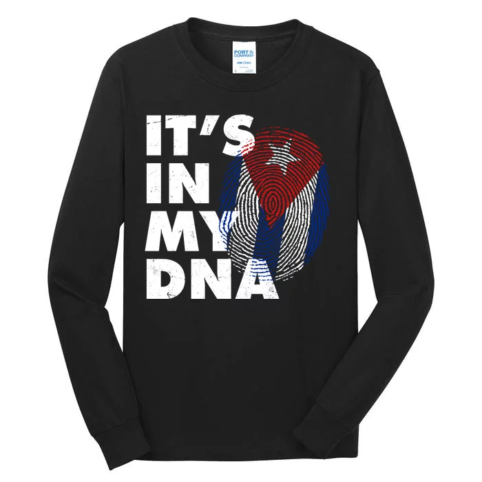 Cuba It's In My DNA Cuban Flag Fingerprint Tall Long Sleeve T-Shirt