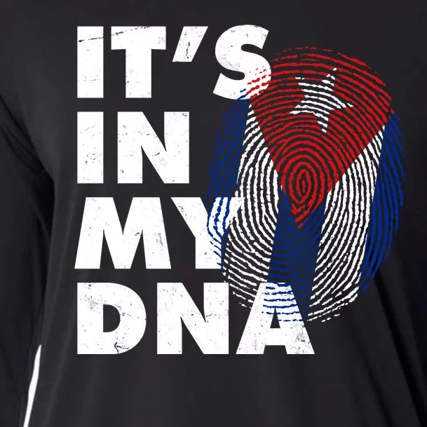 Cuba It's In My DNA Cuban Flag Fingerprint Cooling Performance Long Sleeve Crew