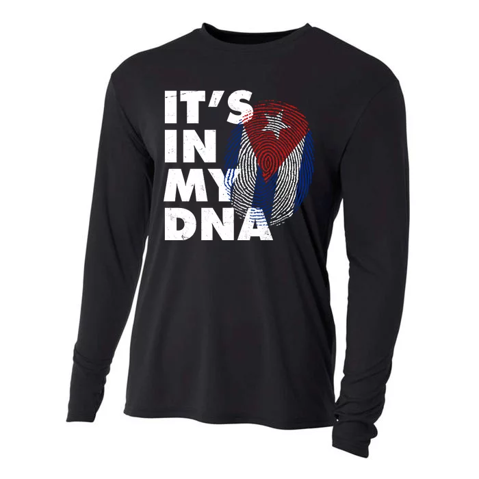 Cuba It's In My DNA Cuban Flag Fingerprint Cooling Performance Long Sleeve Crew