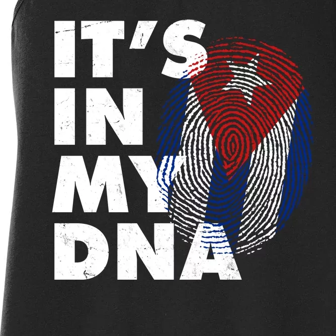 Cuba It's In My DNA Cuban Flag Fingerprint Women's Racerback Tank