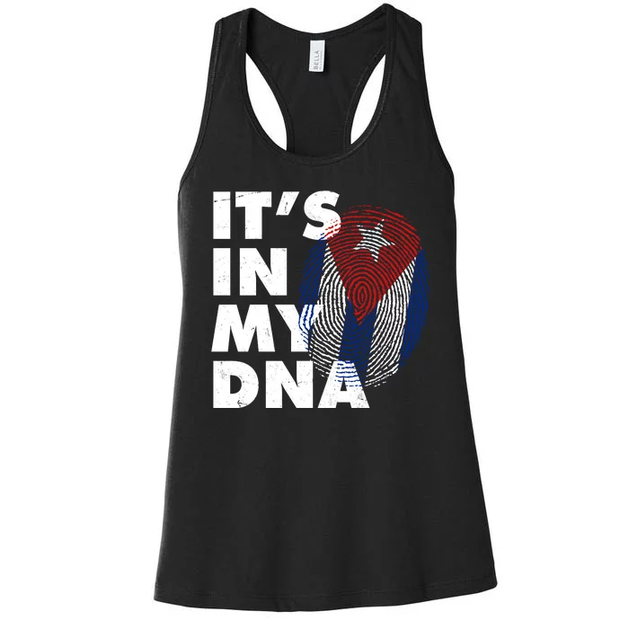 Cuba It's In My DNA Cuban Flag Fingerprint Women's Racerback Tank