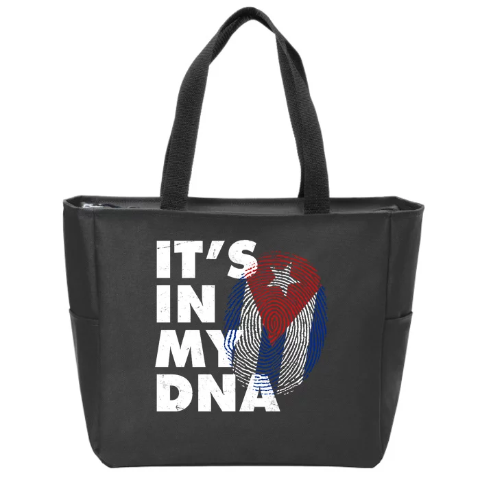 Cuba It's In My DNA Cuban Flag Fingerprint Zip Tote Bag