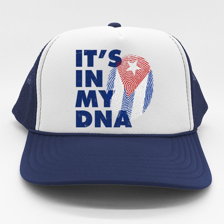 Cuba It's In My DNA Cuban Flag Fingerprint Trucker Hat