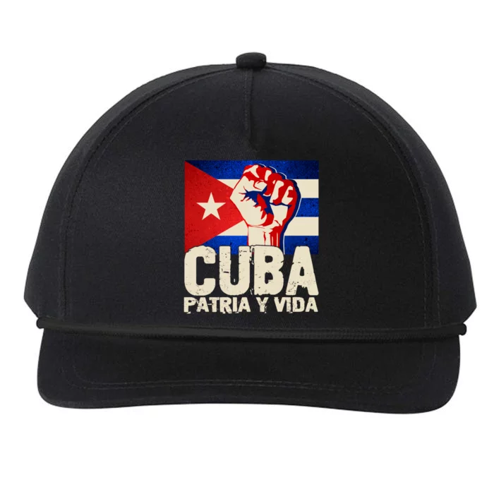 Cuba Patria Y Vida Cuban Flag Protest Fist Snapback Five-Panel Rope Hat