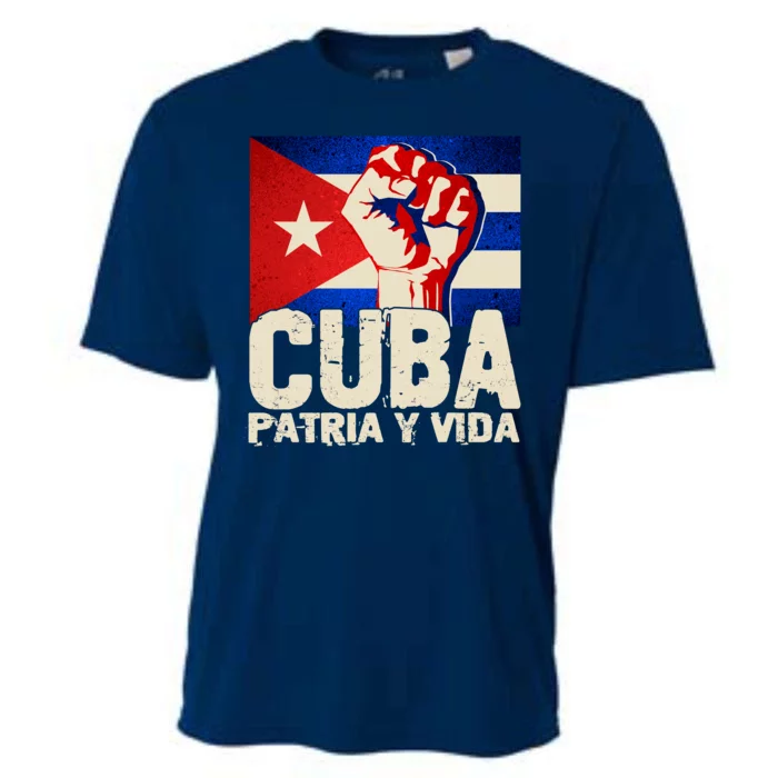 Cuba Patria Y Vida Cuban Flag Protest Fist Cooling Performance Crew T-Shirt